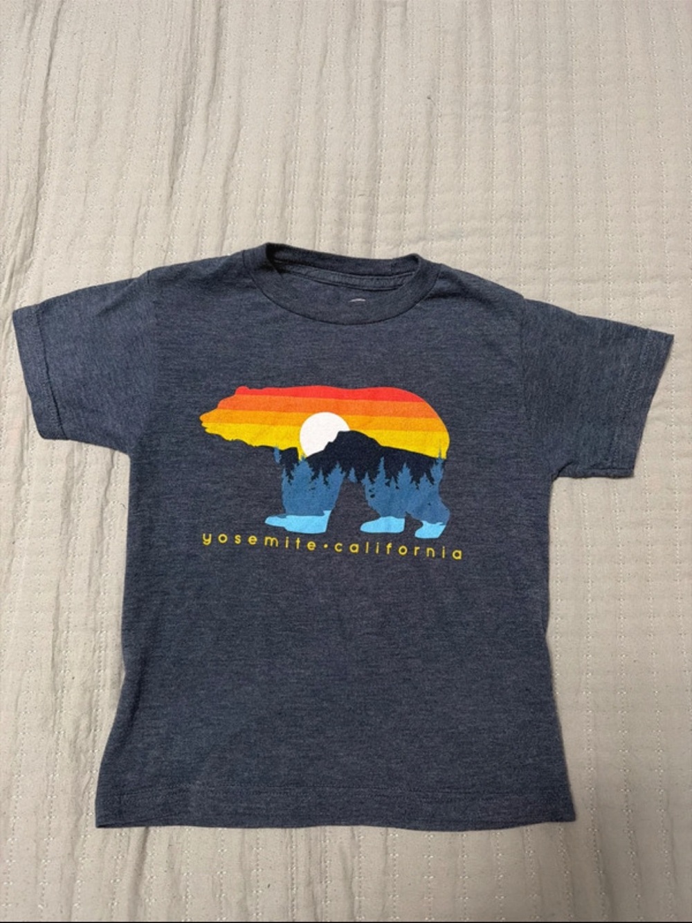Kids Yosemite California Sunset Bear Graphic Tee - Navy